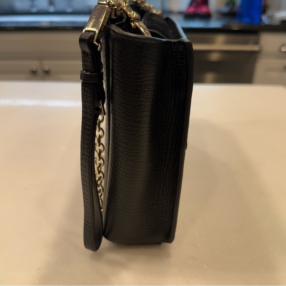 Henri Bendel Tilda Crossbody / Clutch Bag Black Pebble Leather Gold Chain Strap - Picture 9 of 15